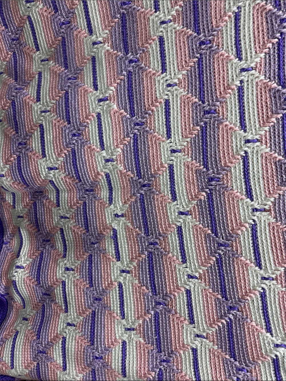 Pastel Pink & Lavender Knit Throw Blanket by
